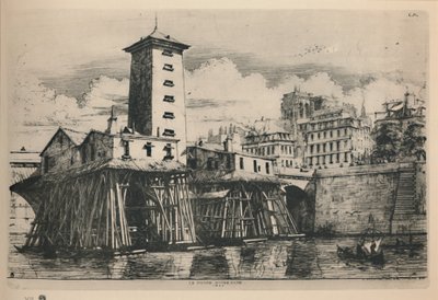 Notre Dame 9. Państwowa pompa, 6 34 x 9 78 cali, 1852, 1927 autorstwa Charles Meryon