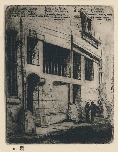 La Rue Des Bad Garcons 3. stan, 5 x 3 78 cali, 1854, 1927 autorstwa Charles Meryon