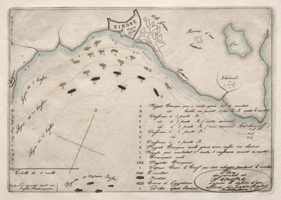 Mapa bitwy pod Synopą, 1853. autorstwa Charles Meryon