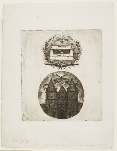 Grobowiec Moliera, cmentarz Père-Lachaise, Paryż i Stara Brama Pałacu Sprawiedliwości, Paryż autorstwa Charles Meryon