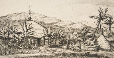 Nowa Kaledonia: Duża chata tubylców na drodze z Balade do Puebo, 1845, 1863. autorstwa Charles Meryon