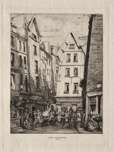 Ulica Piruette, w pobliżu rynków, Paryż autorstwa Charles Meryon
