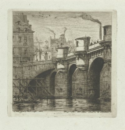 Pont Neuf nad Sekwaną w Paryżu Nowy most Akwaforty na Paryżu (tytuł serii) autorstwa Charles Meryon