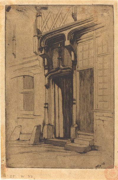 Drzwi starożytnego klasztoru, Rue Mirabeau, w Bourges (Drzwi starożytnego klasztoru, przy Rue Mirabeau, Bourges) autorstwa Charles Meryon