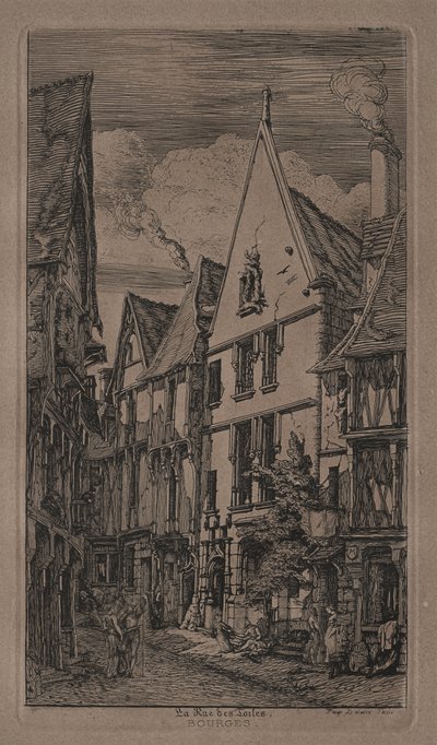 Rue des Toiles, Bourges autorstwa Charles Meryon