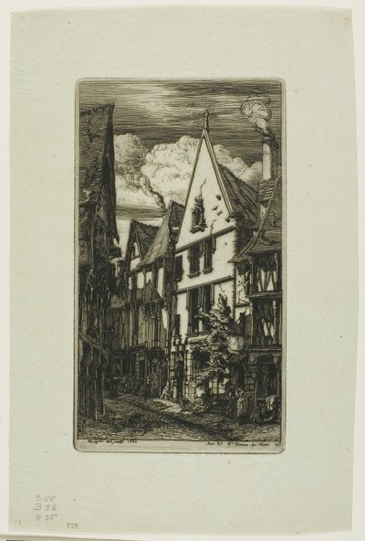 Rue des Toiles, Bourges autorstwa Charles Meryon