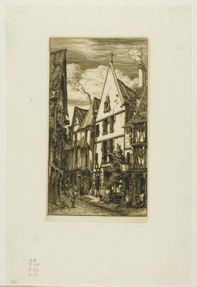 Rue des Toiles, Bourges autorstwa Charles Meryon