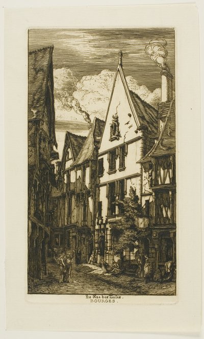 Rue des Toiles, Bourges autorstwa Charles Meryon