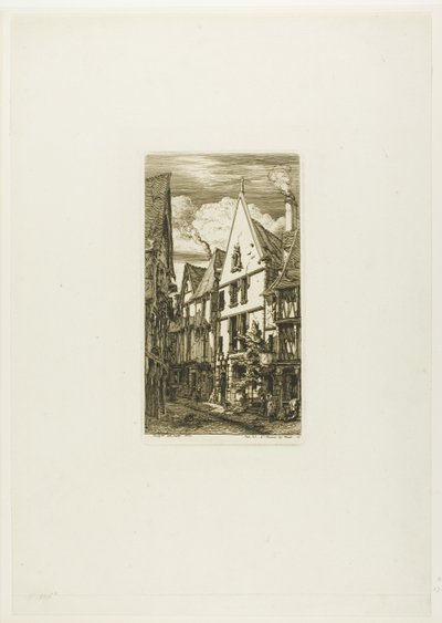 Rue des Toiles, Bourges autorstwa Charles Meryon