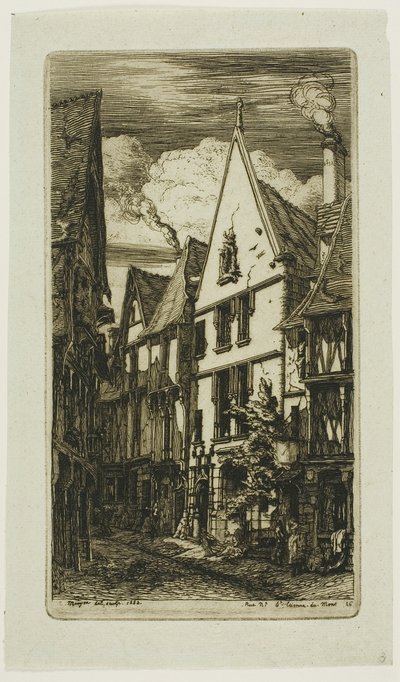 Rue des Toiles, Bourges autorstwa Charles Meryon