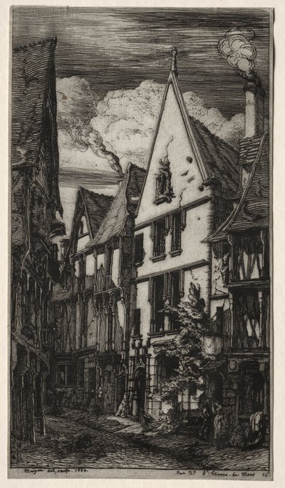 Rue des Toiles, Bourges autorstwa Charles Meryon
