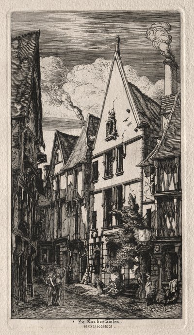 Rue des Toiles, Bourges, 1853. autorstwa Charles Meryon