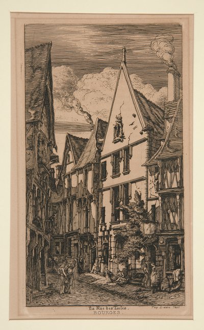 Ulica tkanin, ? Bourges autorstwa Charles Meryon