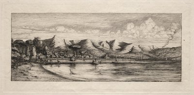 Łowienie Seine przy Charcoal Burners Point, Akaroa, 1865. autorstwa Charles Meryon