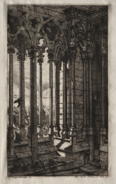 Akwaforty Paryża: Galeria Notre Dame, 1853. autorstwa Charles Meryon