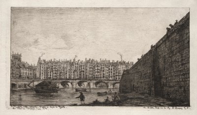 Most Wymiany, Paryż, ok. 1784 autorstwa Charles Meryon