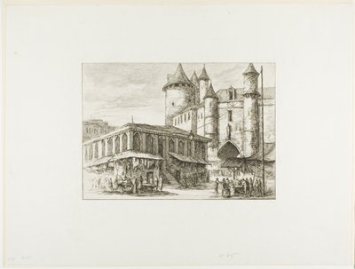 Wielki Châtelet, Paryż, ok. 1930 r. 1780, po wcześniejszym rysunku autorstwa Charles Meryon
