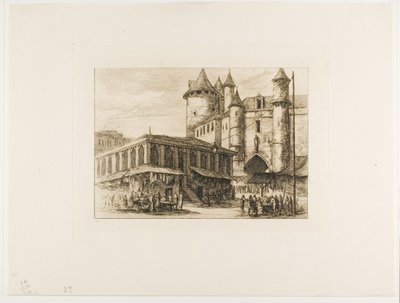 Wielki Châtelet, Paryż, ok. 1930 r. 1780, po wcześniejszym rysunku autorstwa Charles Meryon