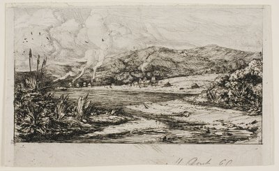 Mała francuska kolonia w Akaroa, 1845 autorstwa Charles Meryon