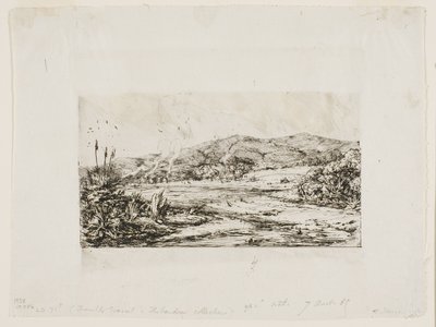 Mała francuska kolonia w Akaroa, 1845 autorstwa Charles Meryon