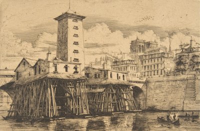 Pompa Notre-Dame, Paryż, 1852. autorstwa Charles Meryon