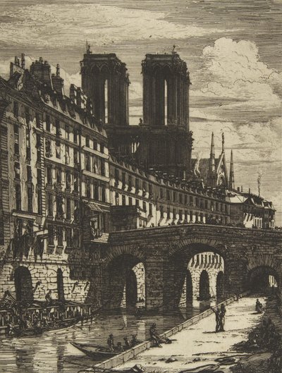 Petit Pont, Paryż, 1850 i później. autorstwa Charles Meryon