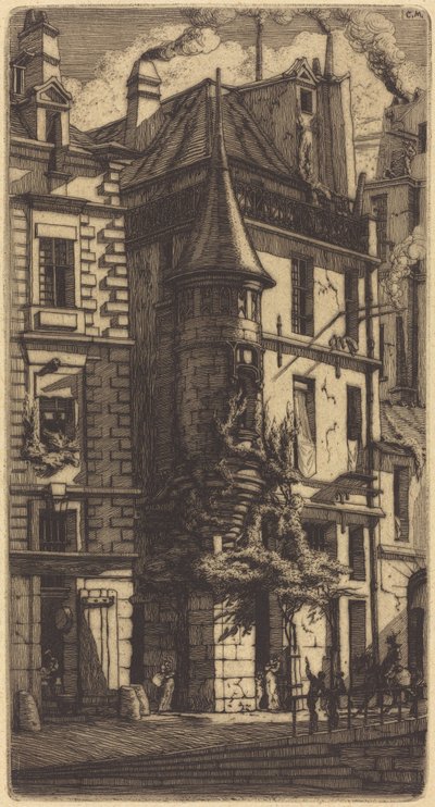Wieżyczka przy Rue de la Tixéranderie, Paryż (Dom z Wieżyczką, Ulica Tkaczy, Paryż) autorstwa Charles Meryon