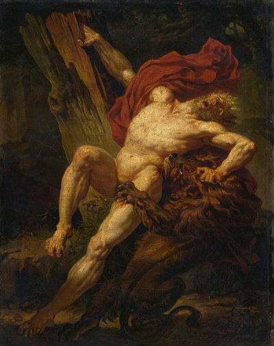 Milo z Croton zaatakowany przez lwa autorstwa Charles Meynier