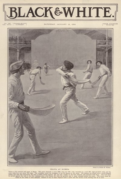 Baskijski sport pelota rozgrywany w Olimpii w Londynie (litho) autorstwa Charles Mills (after) Sheldon