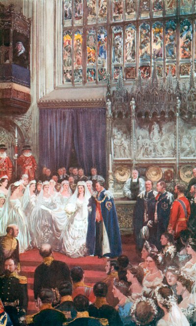 Ślub króla Edwarda VII i królowej Aleksandry w kaplicy św. Jerzego, Windsor, 10 marca 1863 r. autorstwa Charles Mills Sheldon