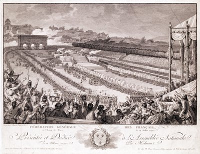 Święto Federacji, 14 lipca 1790, na Polu Marsowym, koniec XVIII w., rycina Isidore Stanislas Helman (1743-1809) autorstwa Charles Monnet