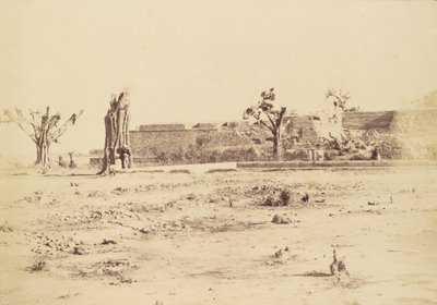 Jałowy krajobraz z niezidentyfikowaną fortecą, Delhi autorstwa Charles Moravia