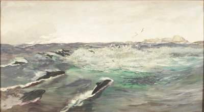 Morświny goniące makrelę autorstwa Charles Napier Hemy