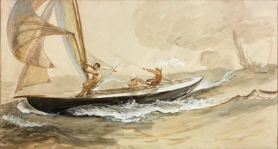 Studium Jachtu Wyścigowego (kolorystyka i akwarela na papierze) autorstwa Charles Napier Hemy