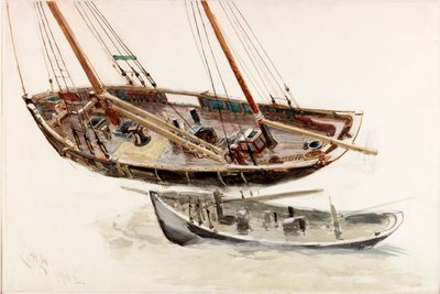 Dwa badania trawlera (bc, ołówek i wc na papierze) autorstwa Charles Napier Hemy