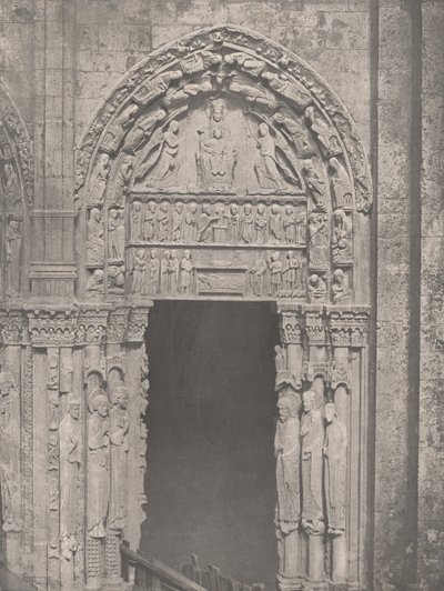 Katedra w Chartres, strona zachodnia, drzwi po prawej stronie, XII wiek..., ok. 1930 r. 1857. autorstwa Charles Nègre