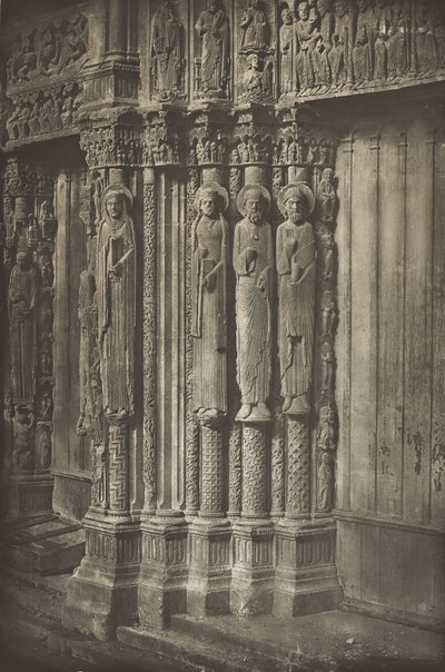 Katedra w Chartres. Prawe drzwi portalu królewskiego, West Side, XII wiek, przed lipcem 1857. autorstwa Charles Nègre