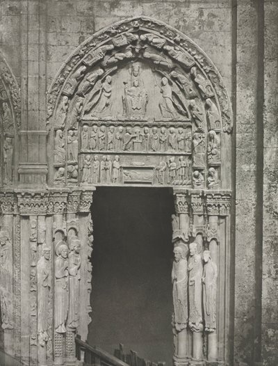 Katedra w Chartres: prawe drzwi portalu królewskiego z Matką Bożą z Chartres, 1857. autorstwa Charles Nègre