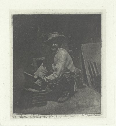 Klęczący Mason, luty-marzec 1854, wydrukowany 1982. autorstwa Charles Nègre
