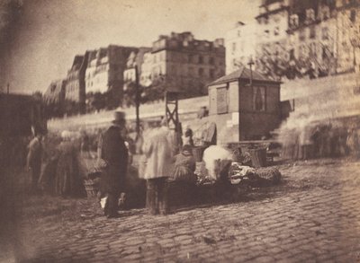 Paryska scena targowa w porcie..., przed lutym 1852 r. autorstwa Charles Nègre