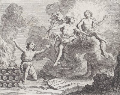Apollo, Merkury i pasterki, Bajka X w La Motte, Bajki Nouvelles, 1719., 1719. autorstwa Charles Nicolas Cochin