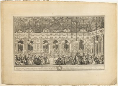 Dekoracja na bal maskowy wydany przez króla autorstwa Charles Nicolas Cochin I