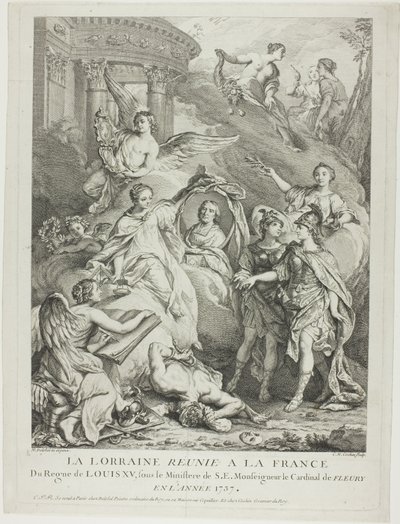 Lotaryngia zjednoczona z Francją (La Lorraine reunie a la France) autorstwa Charles Nicolas Cochin I