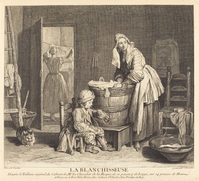 Praczka autorstwa Charles Nicolas Cochin I after Jean Siméon Chardin