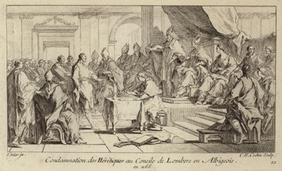 Potępienie katarów jako heretyków w Radzie Lombers we Francji autorstwa Charles Nicolas II Cochin