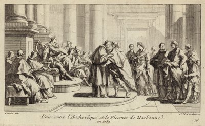 Pokój między biskupem i wicehrabią Narbonne autorstwa Charles Nicolas II Cochin