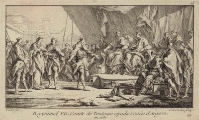 Rajmund VII, hrabia Tuluzy, wyrzeka się swojej żony, Sanchy z Aragonii autorstwa Charles Nicolas II Cochin