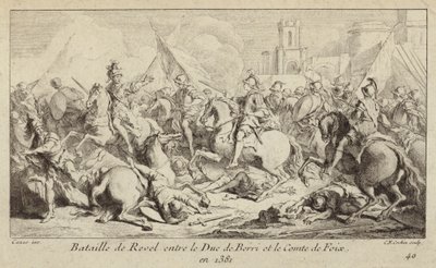 Armie księcia Berry i hrabiego Foix walczące w bitwie pod Revel we Francji autorstwa Charles Nicolas II Cochin