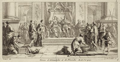 Ślub Galli Placydii i Ataulfa, króla Wizygotów, Narbonne, 414 (rycina) autorstwa Charles Nicolas II Cochin