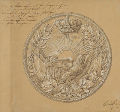Projekt Medalu Upamiętniającego Kartę z 1830, 1830. autorstwa Charles Nicolas Odiot